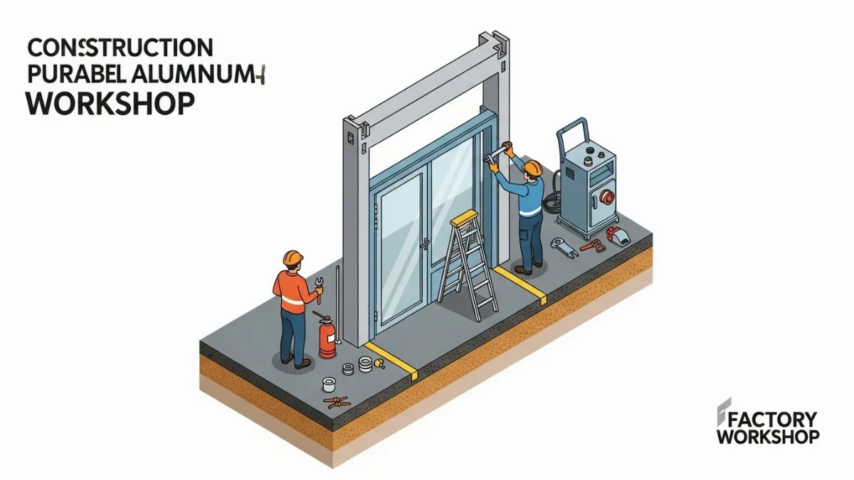 Vách ngăn nhôm kính phân chia khu vực văn phòng trong nhà xưởng
