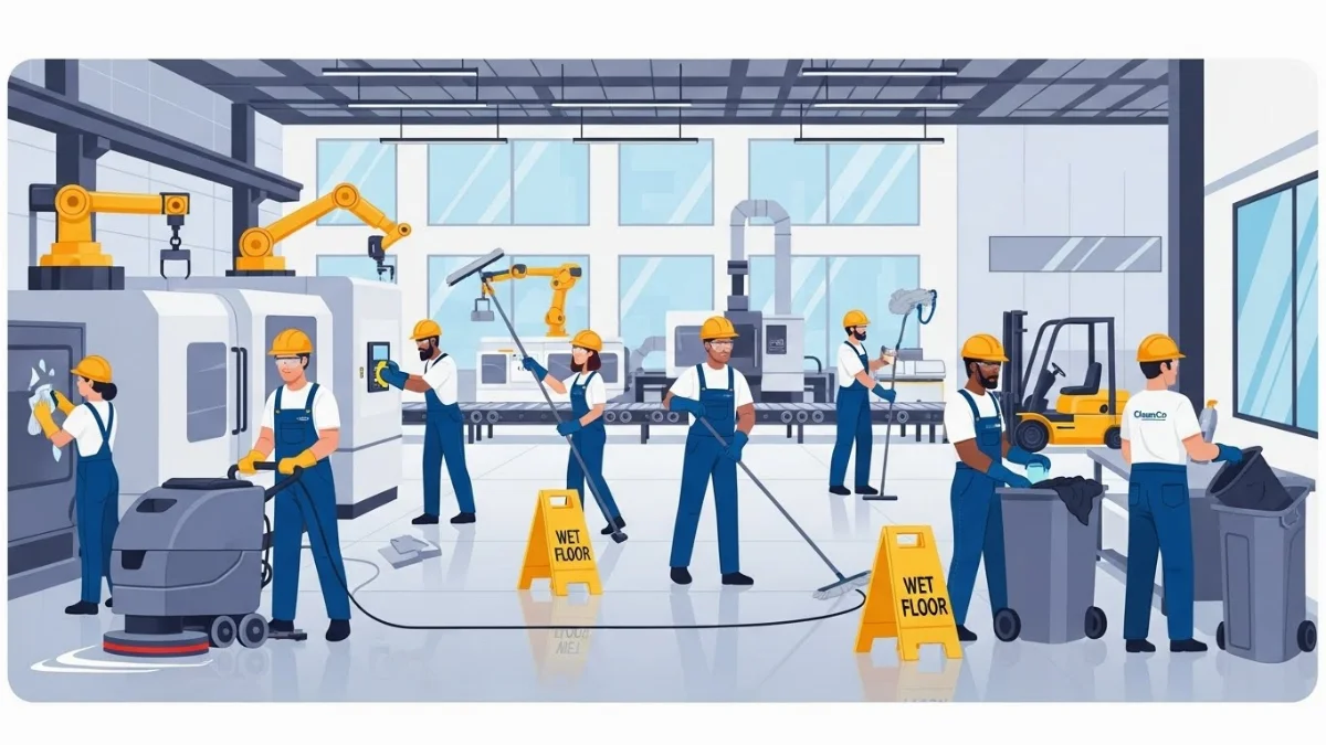 Làm sạch sàn nhà xưởng bằng máy chà sàn công nghiệp