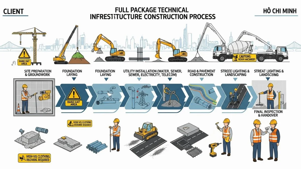 Quy trình quản lý và giám sát thi công hạ tầng kỹ thuật KCN chuyên nghiệp