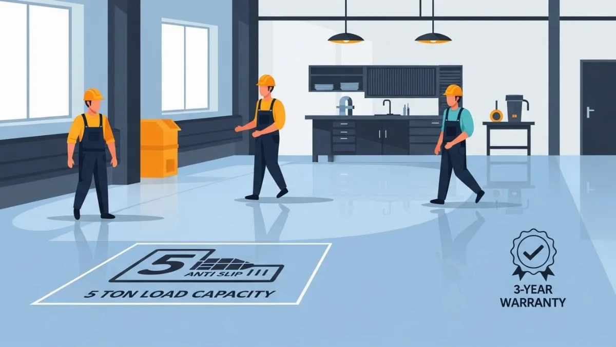 Sàn nhà xưởng sơn epoxy chịu lực bền đẹp, chống mài mòn