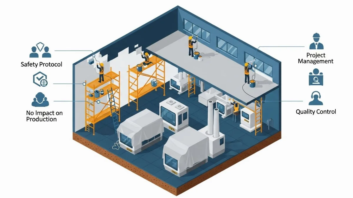 Thi công sơn nhà xưởng ngoài giờ hành chính đảm bảo tiến độ