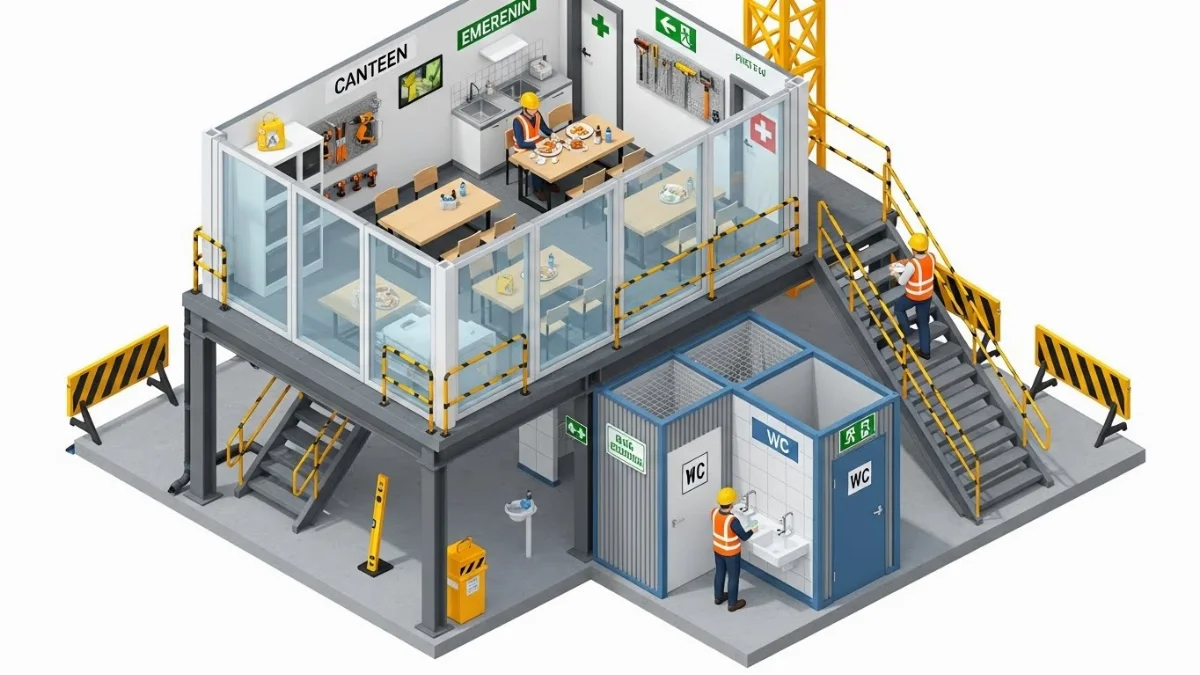 Khu vệ sinh công nhân được ốp lát vật liệu chống trơn trượt và kháng khuẩn