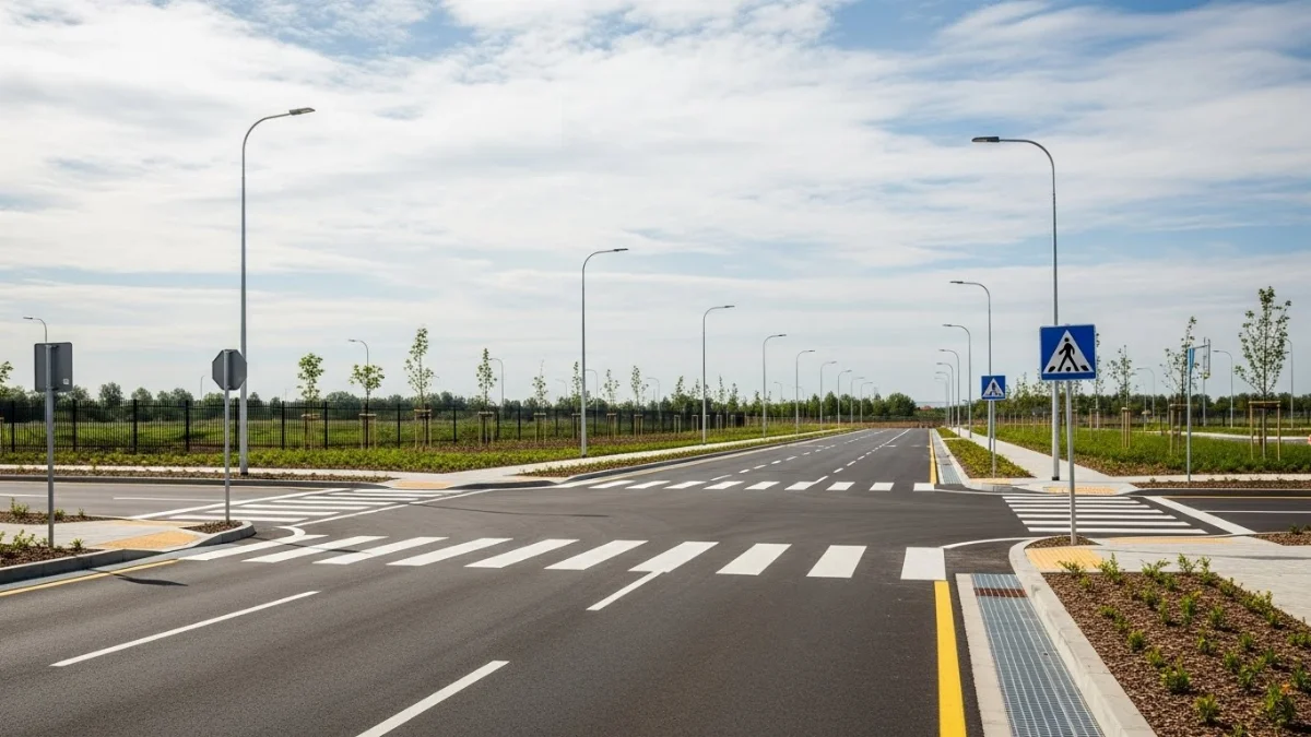 Hình ảnh công nhân thi công nền đường nội bộ khu công nghiệp