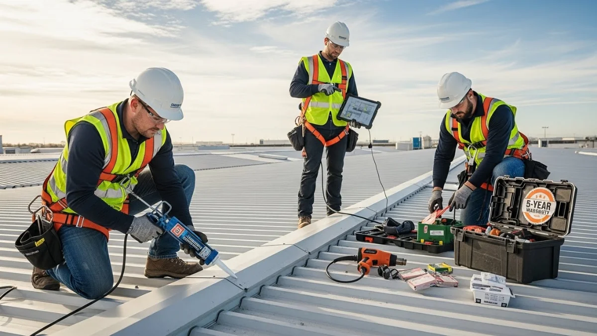 Kiểm tra tổng thể mái tôn nhà xưởng để xác định vị trí dột