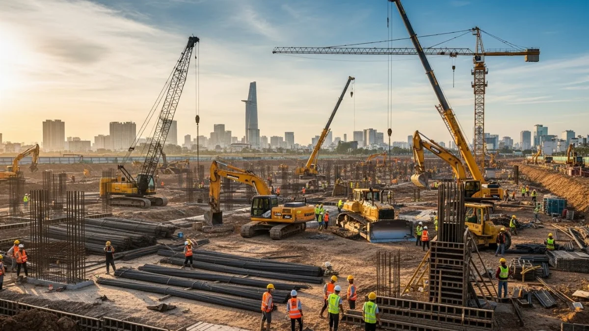 Thi công san lấp mặt bằng và hệ thống thoát nước khu công nghiệp tại TP.HCM