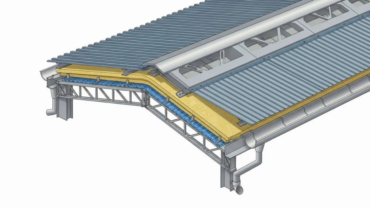 Cấu tạo chi tiết các lớp mái nhà xưởng công nghiệp đạt chuẩn chống nóng và thoát nước