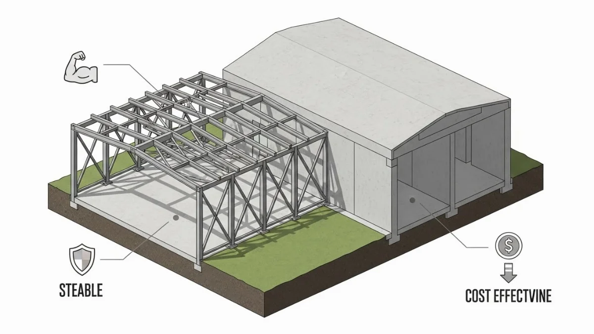 Kết cấu bê tông cốt thép vững chắc cho nhà kho công nghiệp