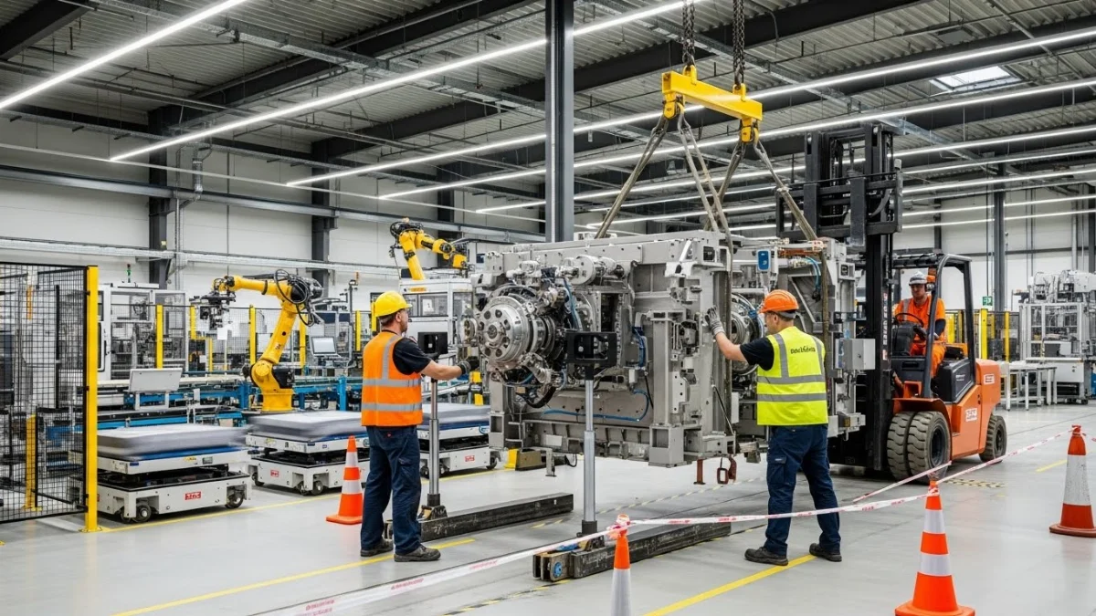 Hình ảnh đội ngũ chuyên nghiệp vận chuyển máy móc công nghiệp