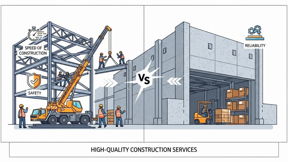 Quá trình thi công lắp dựng khung thép nhà kho tiền chế