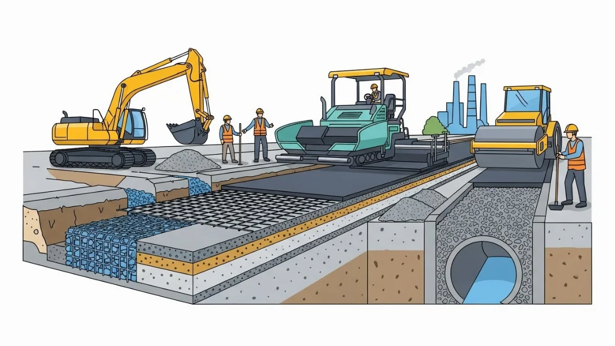 Minh họa bản vẽ thiết kế đường nội bộ và hệ thống thoát nước KCN