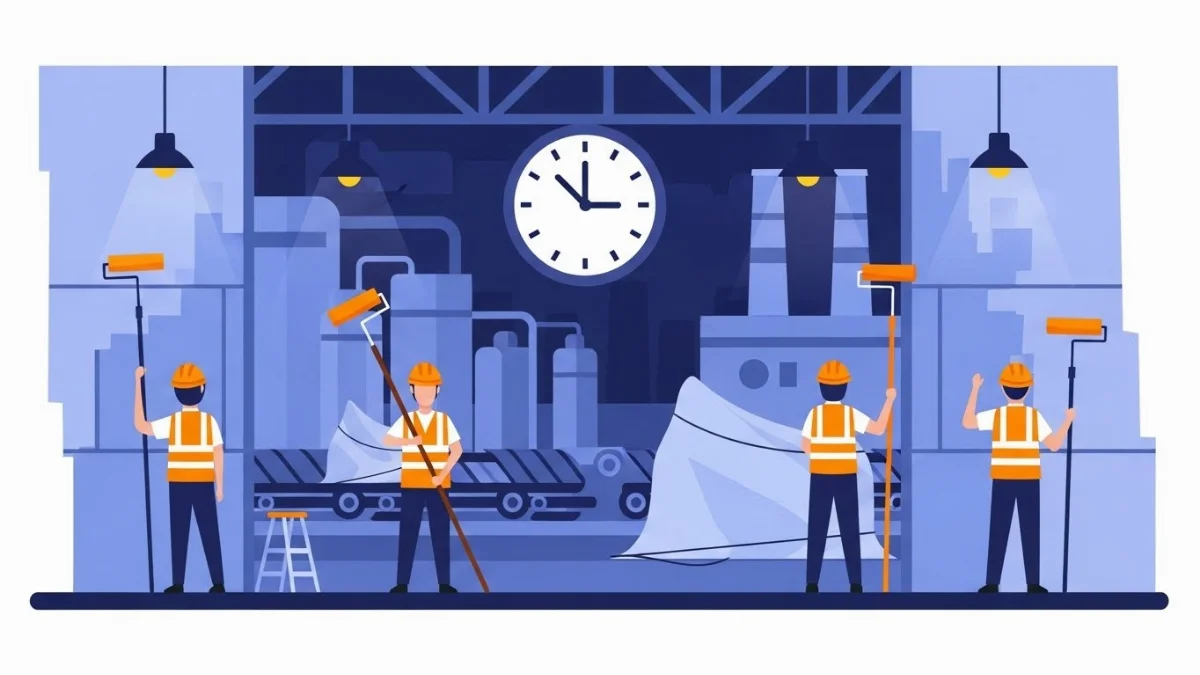 Dịch vụ sơn sàn nhà xưởng epoxy chất lượng cao ban đêm